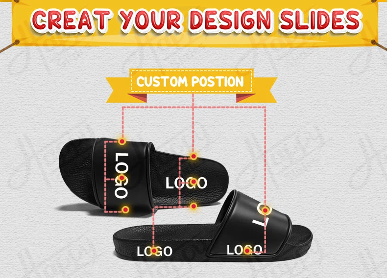 Happy Slides Branded Shoe Designer Sandals Custom Slides, Custom Logo Black Slides Sandal Men, Custom Printed Slippers Slides Footwear